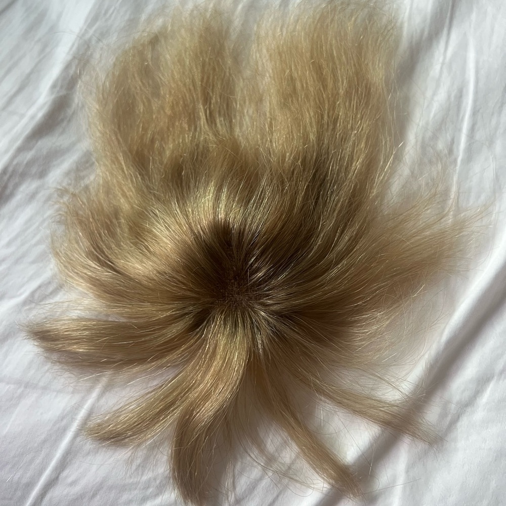 Small topper with bangs Mesh base dimensions 5” x 2.75”